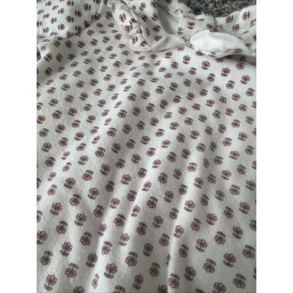 Chickpea Organic Snap Bodysuit  6-9 Months Floral With Ruffle Neck